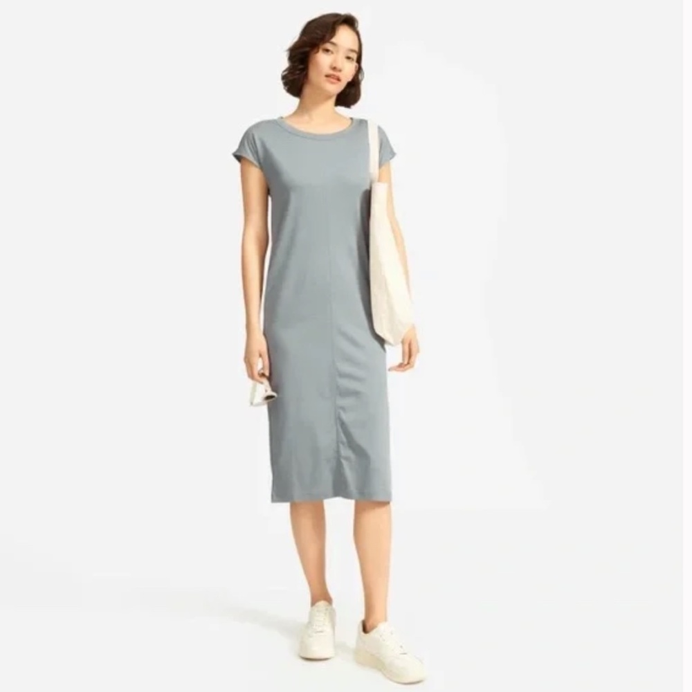 Everlane The Luxe Cotton Side-Slit Tee Dress